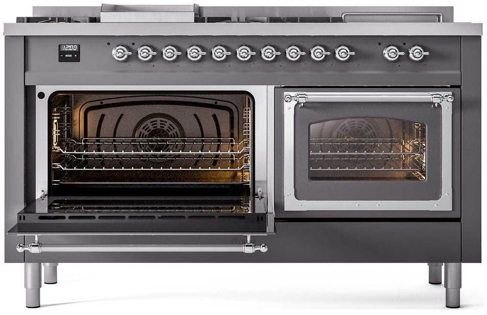Ilve UN60FSNMPMGC Graphite Matte With Chrome Knobs, Natural Gas