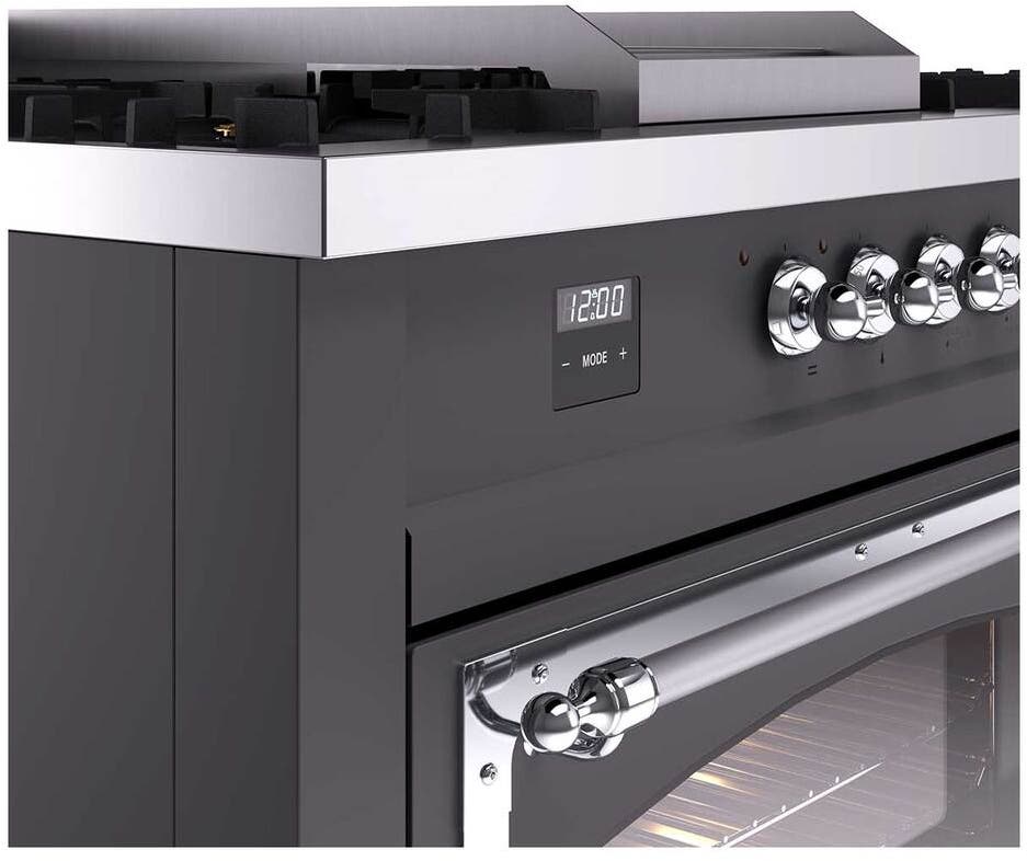 Ilve UN60FSNMPMGC Graphite Matte With Chrome Knobs, Natural Gas