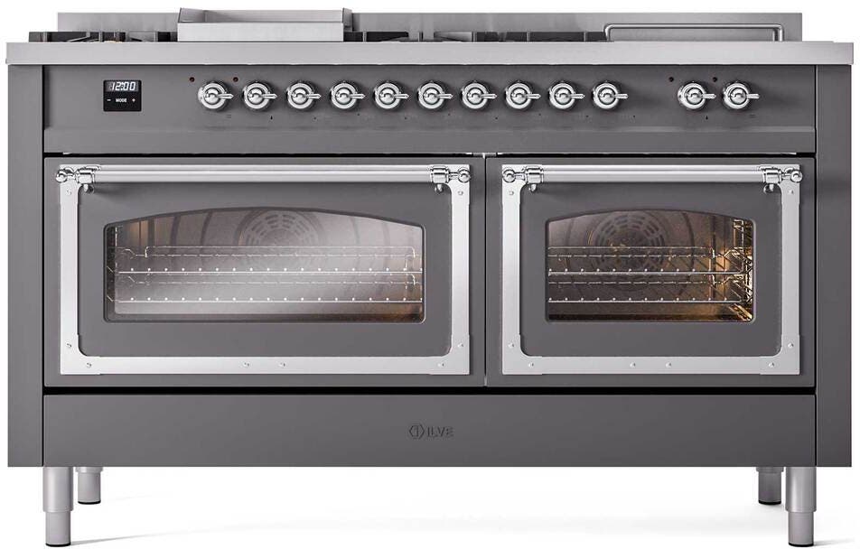 Ilve UN60FSNMPMGCLP Graphite Matte With Chrome Knobs, Liquid Propane