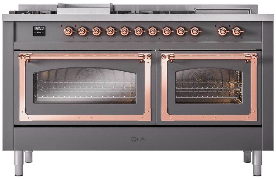 Ilve UN60FSNMPMGP Graphite Matte With Copper Knobs, Natural Gas