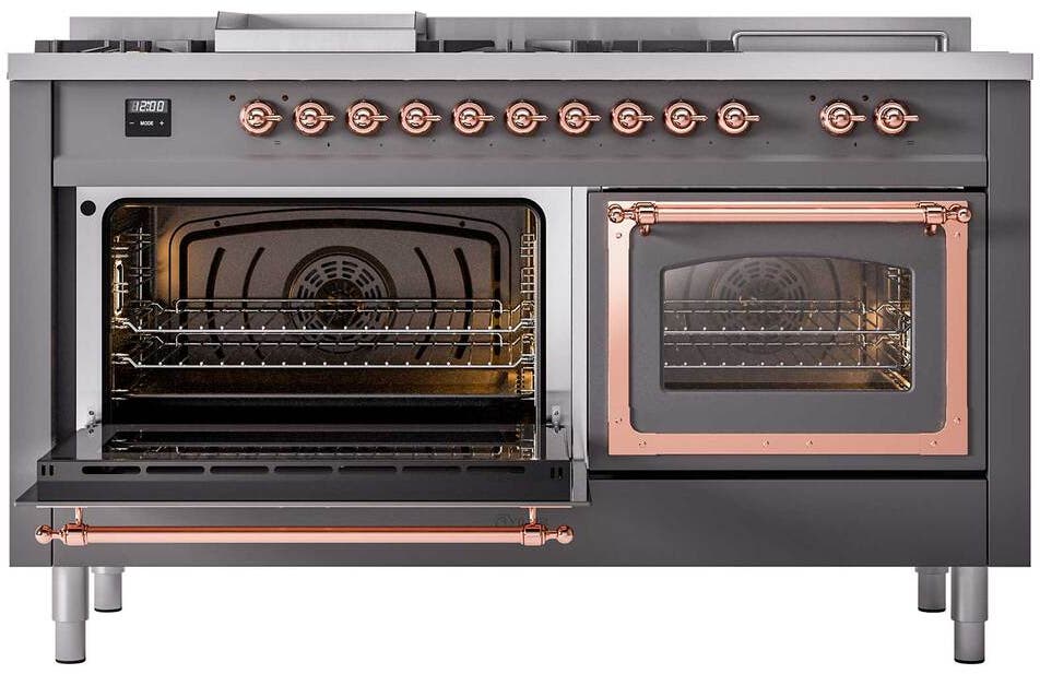 Ilve UN60FSNMPMGP Graphite Matte With Copper Knobs, Natural Gas