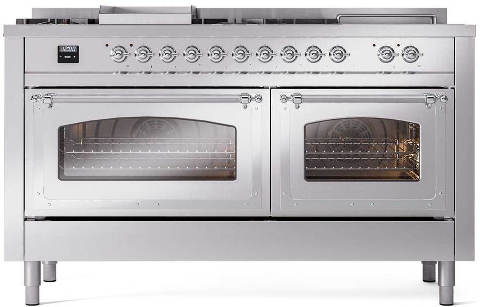 Ilve UN60FSNMPSSC Stainless Steel With Chrome Knobs, Natural Gas