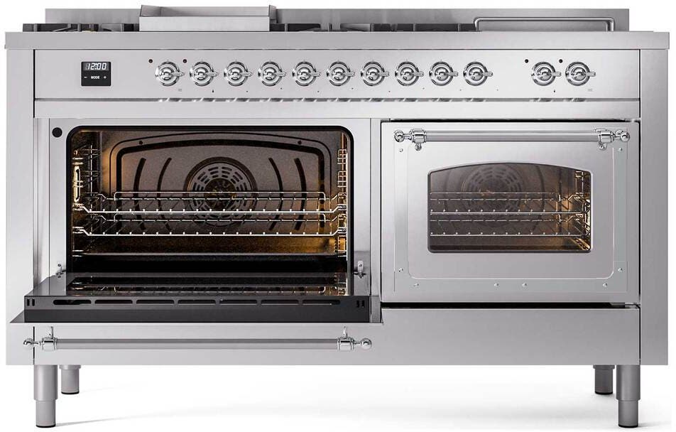 Ilve UN60FSNMPSSC Stainless Steel With Chrome Knobs, Natural Gas