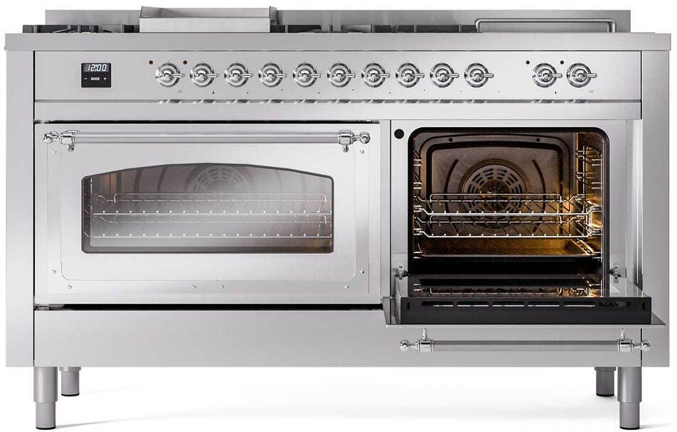 Ilve UN60FSNMPSSC Stainless Steel With Chrome Knobs, Natural Gas