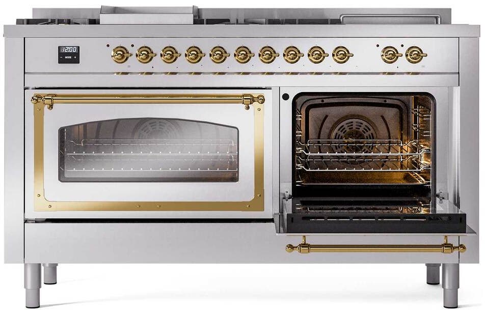 Ilve UN60FSNMPSSG Stainless Steel With Brass Knobs, Natural Gas