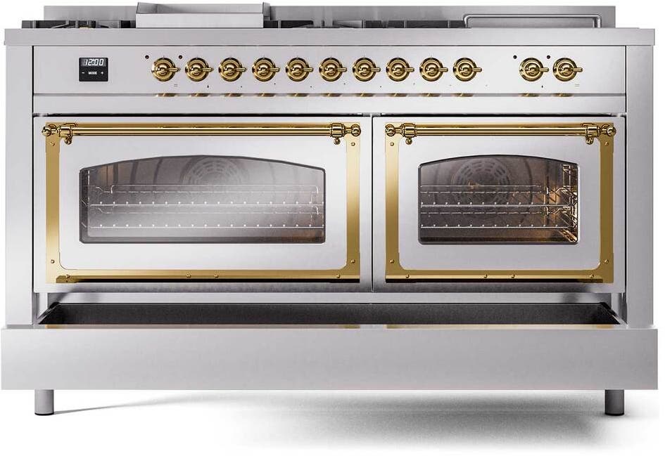 Ilve UN60FSNMPSSG Stainless Steel With Brass Knobs, Natural Gas