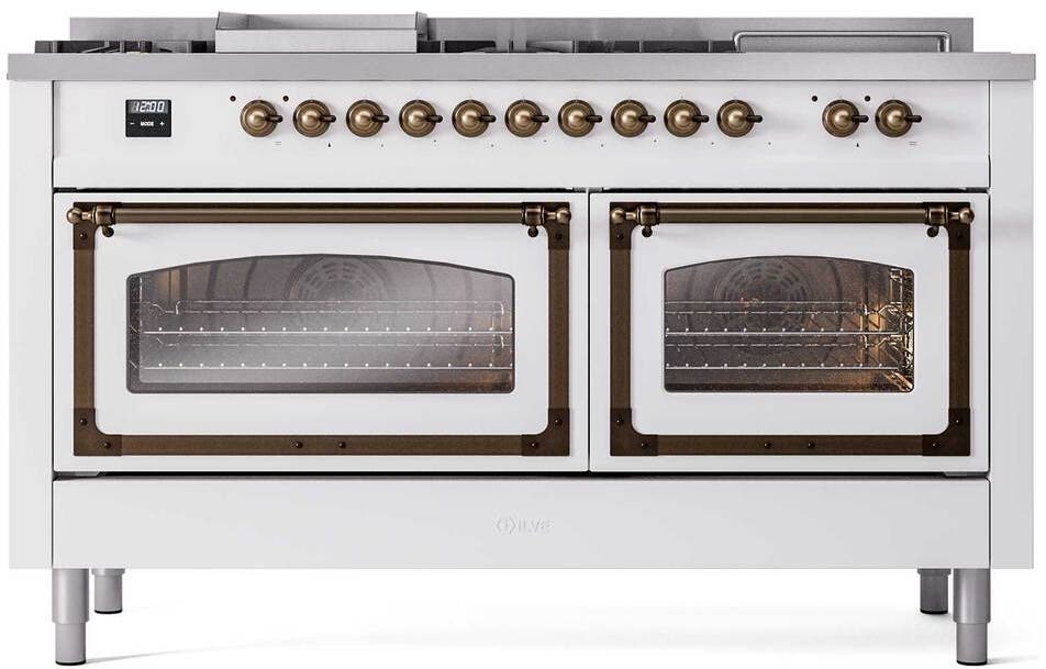 Ilve UN60FSNMPWHBLP White With Bronze Knobs, Liquid Propane