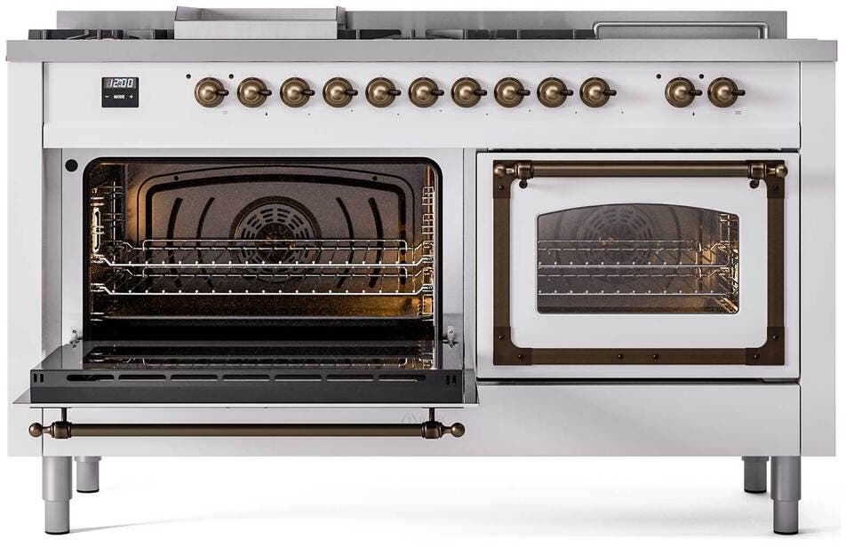 Ilve UN60FSNMPWHBLP White With Bronze Knobs, Liquid Propane