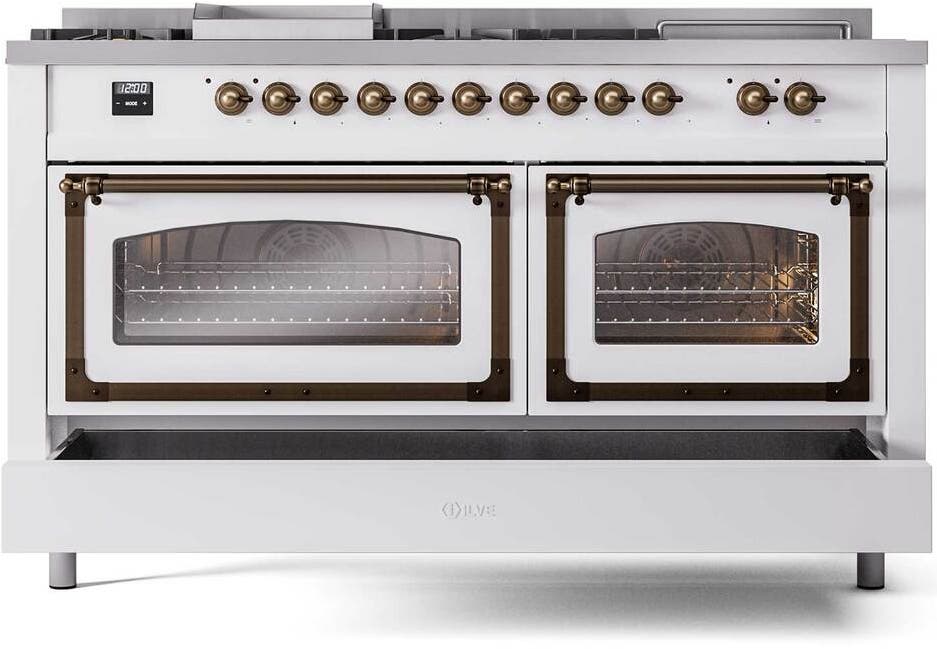 Ilve UN60FSNMPWHBLP White With Bronze Knobs, Liquid Propane