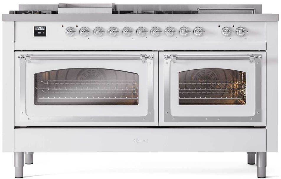 Ilve UN60FSNMPWHCLP White With Chrome Knobs, Liquid Propane