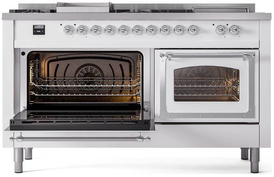 Ilve UN60FSNMPWHCLP White With Chrome Knobs, Liquid Propane