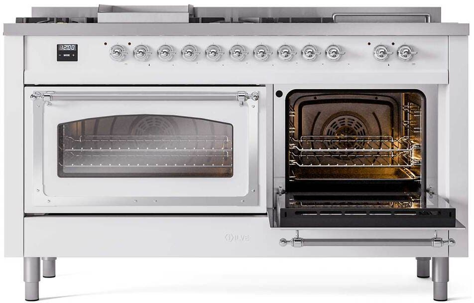 Ilve UN60FSNMPWHCLP White With Chrome Knobs, Liquid Propane