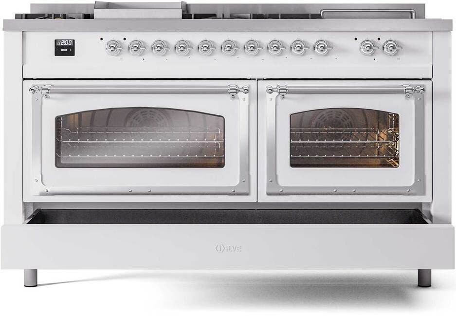 Ilve UN60FSNMPWHCLP White With Chrome Knobs, Liquid Propane