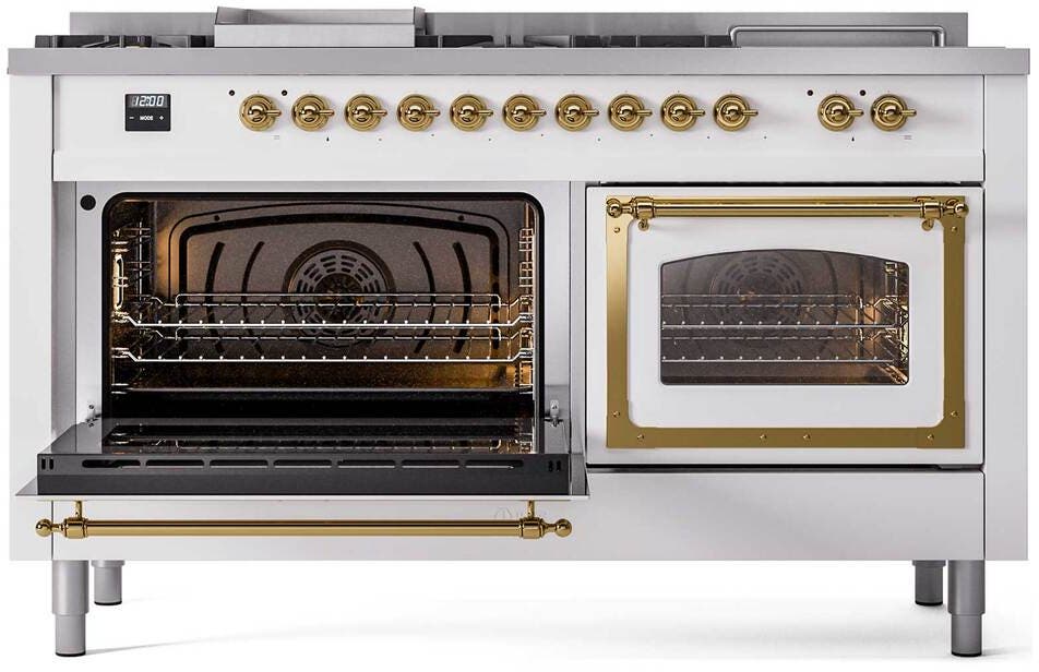 Ilve UN60FSNMPWHGLP White With Brass Knobs, Liquid Propane
