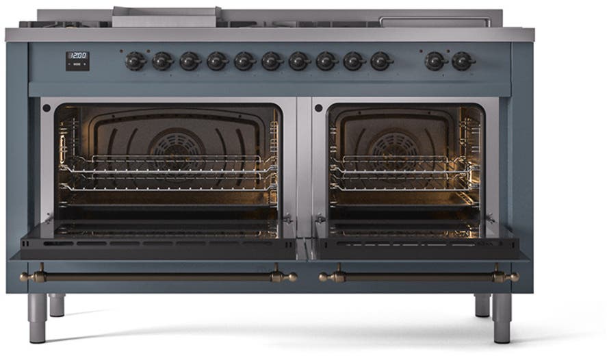 Ilve UN60FSQNMPBGB Blue Grey With Bronze Knobs, Natural Gas