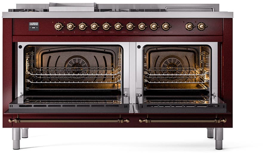 Ilve UN60FSQNMPBUBLP Burgundy With Bronze Knobs, Liquid Propane