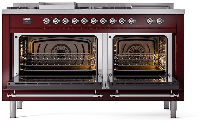 Ilve UN60FSQNMPBUCLP Burgundy With Chrome Knobs, Liquid Propane