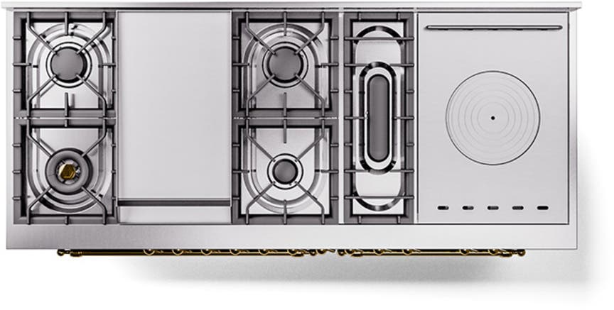 Ilve UN60FSQNMPBUGLP Burgundy With Brass Knobs, Liquid Propane