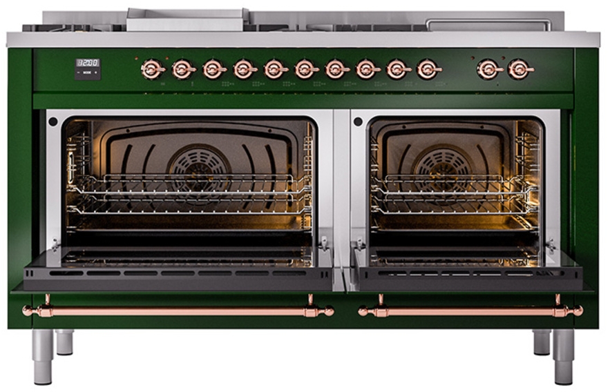Ilve UN60FSQNMPEGP Emerald Green With Copper Knobs, Natural Gas