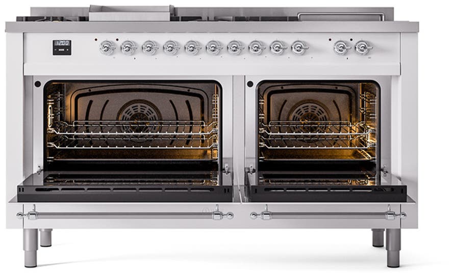Ilve UN60FSQNMPWHC White With Chrome Knobs, Natural Gas