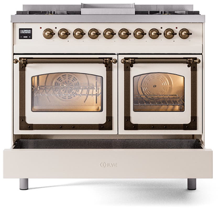 Ilve UND40FNMPAWBLP Antique White With Bronze Knobs, Liquid Propane