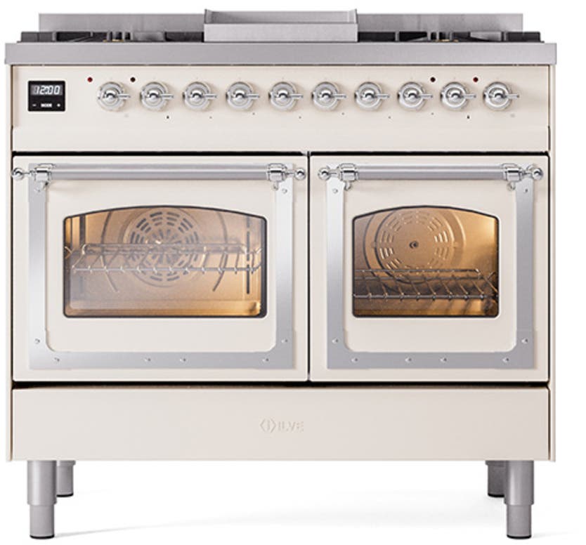 Ilve UND40FNMPAWCLP Antique White With Chrome Knobs, Liquid Propane