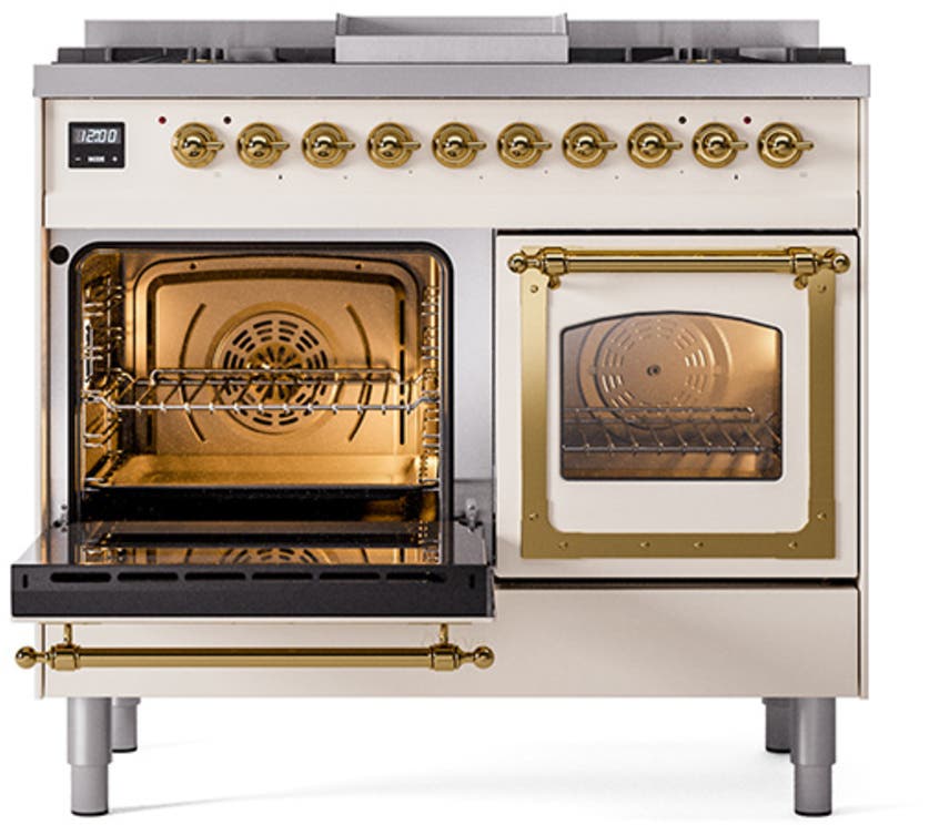 Ilve UND40FNMPAWGLP Antique White With Brass Knobs, Liquid Propane