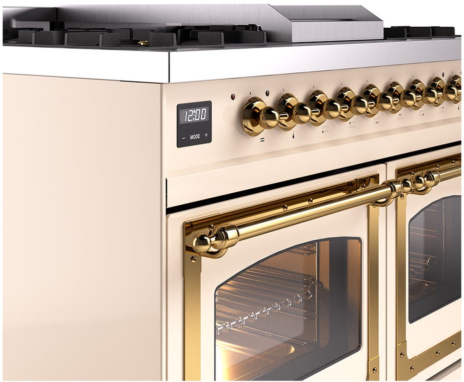 Ilve UND40FNMPAWGLP Antique White With Brass Knobs, Liquid Propane