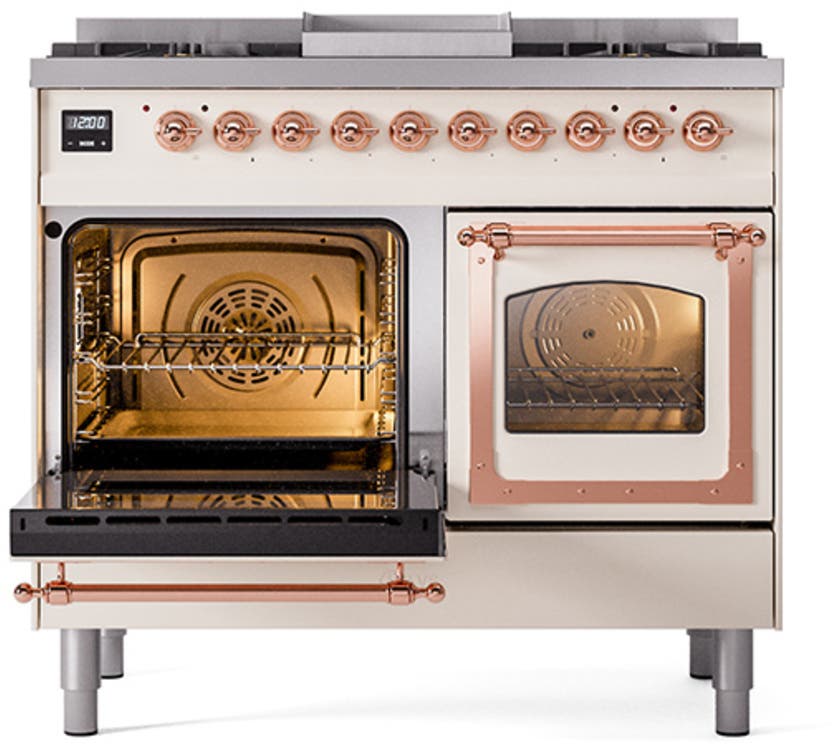 Ilve UND40FNMPAWPLP Antique White With Copper Knobs, Liquid Propane
