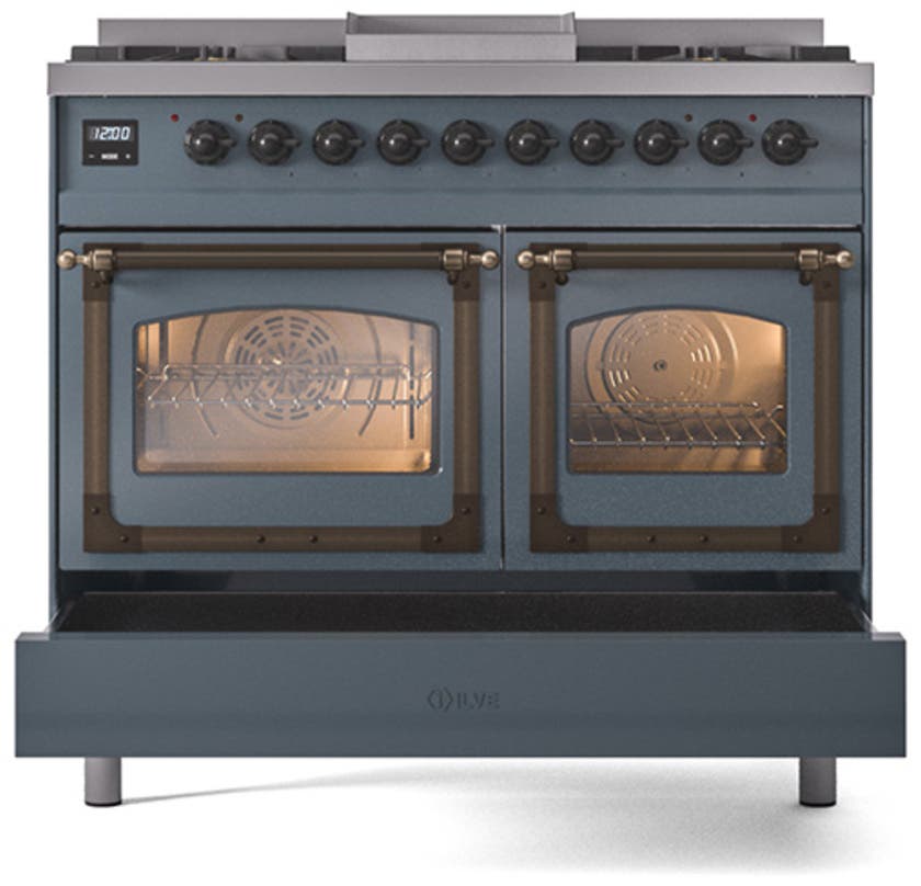 Ilve UND40FNMPBGBLP Blue Grey With Bronze Knobs, Liquid Propane