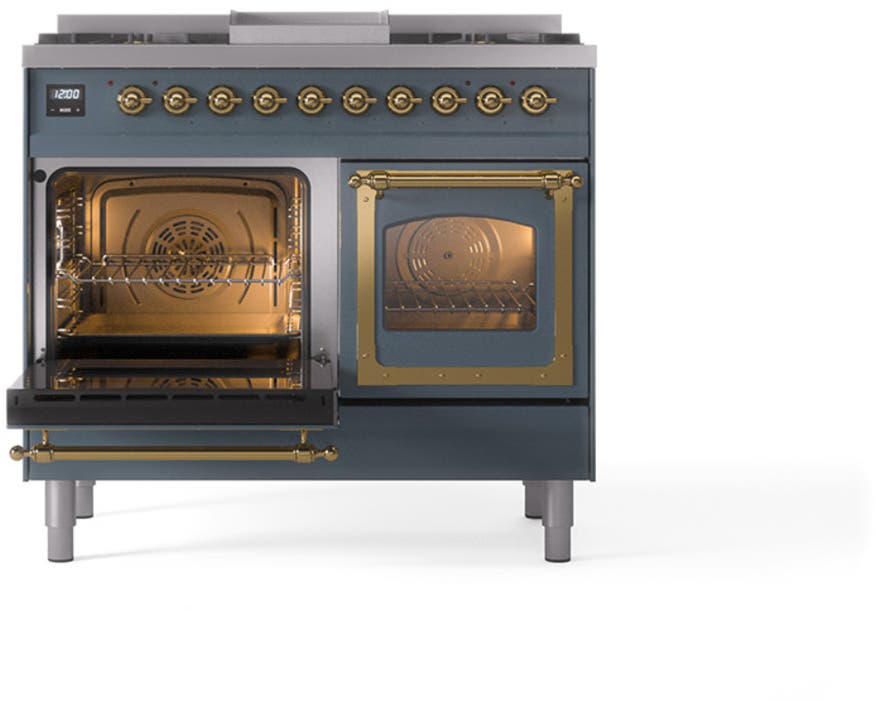 Ilve UND40FNMPBGG Blue Grey With Brass Knobs, Natural Gas