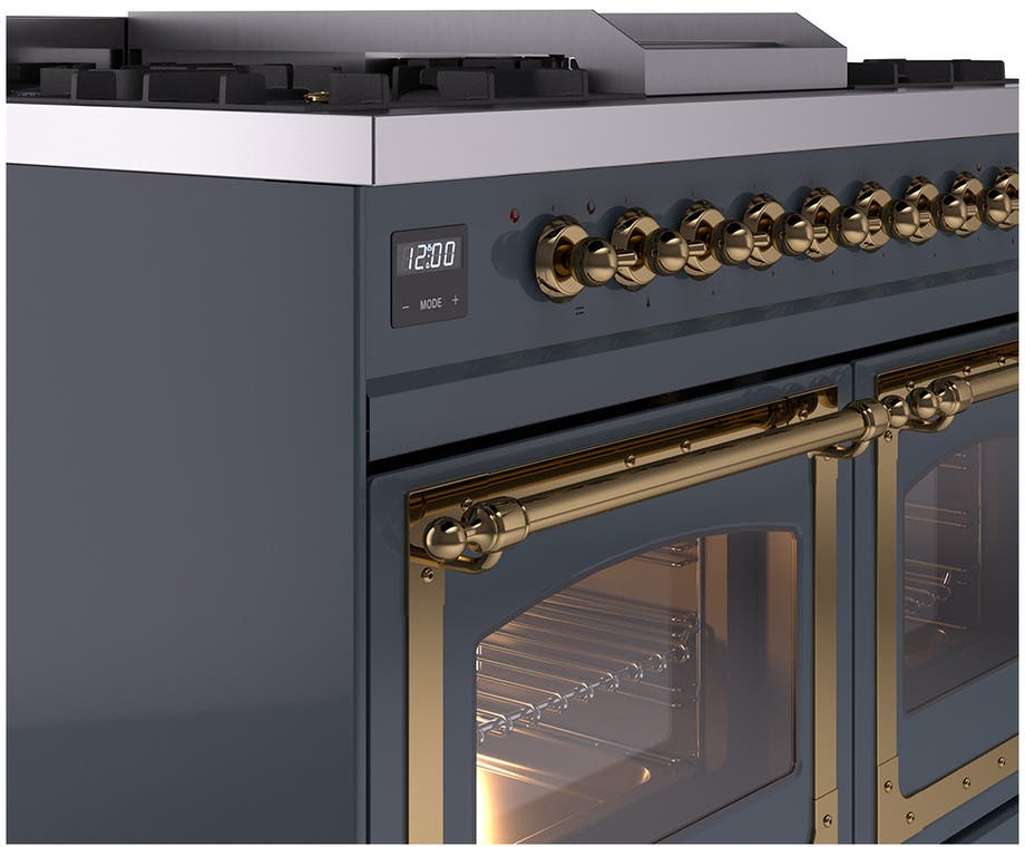 Ilve UND40FNMPBGG Blue Grey With Brass Knobs, Natural Gas