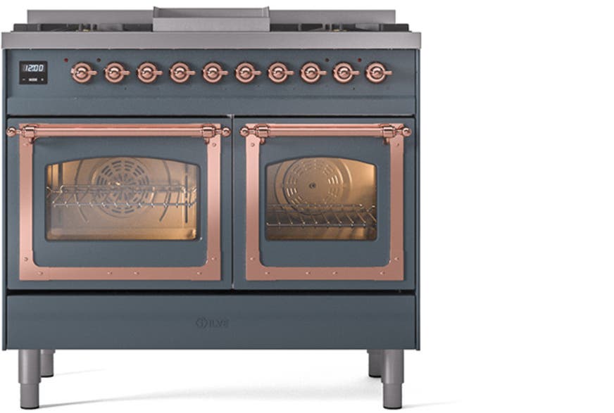 Ilve UND40FNMPBGPLP Blue Grey With Copper Knobs, Liquid Propane