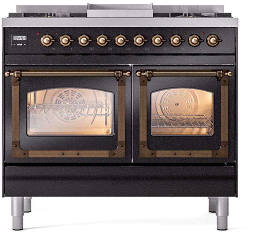 Ilve UND40FNMPBKB Glossy Black With Bronze Knobs, Natural Gas