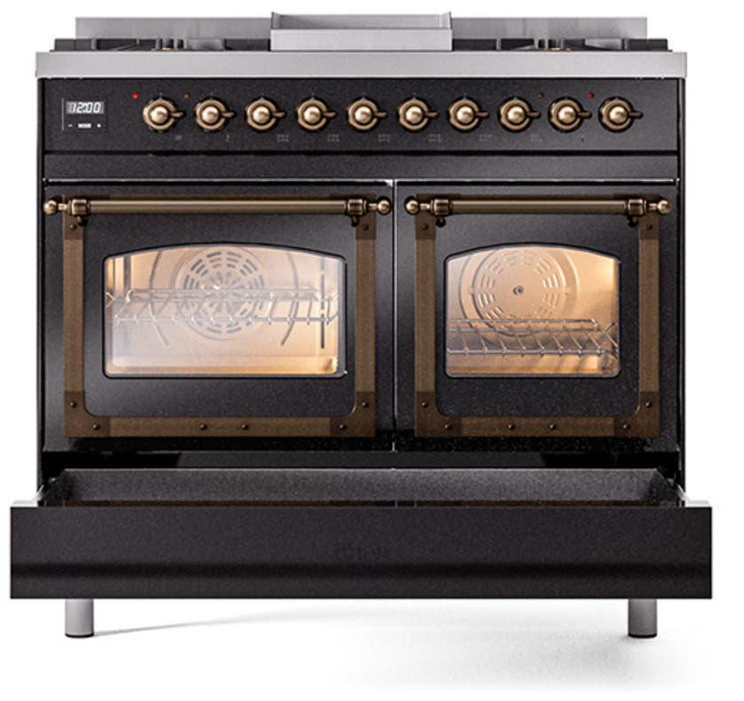 Ilve UND40FNMPBKB Glossy Black With Bronze Knobs, Natural Gas