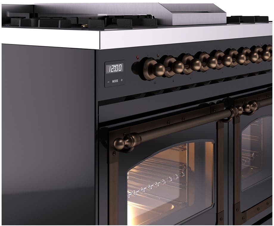 Ilve UND40FNMPBKBLP Glossy Black With Bronze Knobs, Liquid Propane