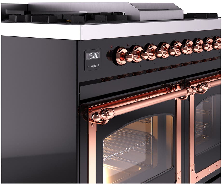 Ilve UND40FNMPBKPLP Glossy Black With Copper Knobs, Liquid Propane