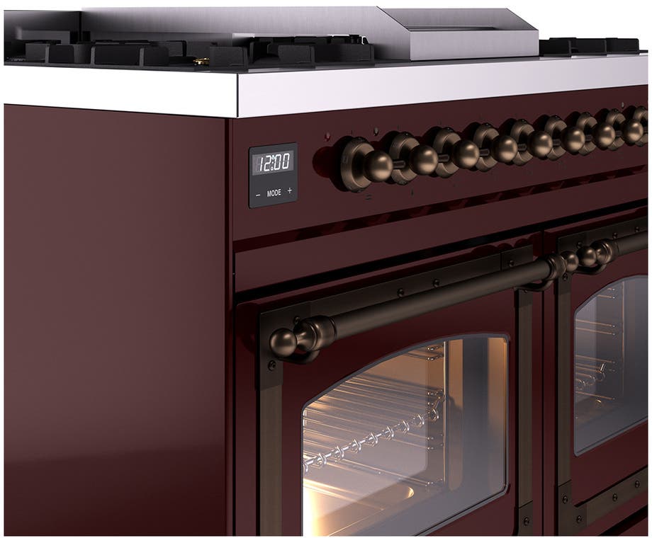 Ilve UND40FNMPBUB Burgundy With Bronze Knobs, Natural Gas
