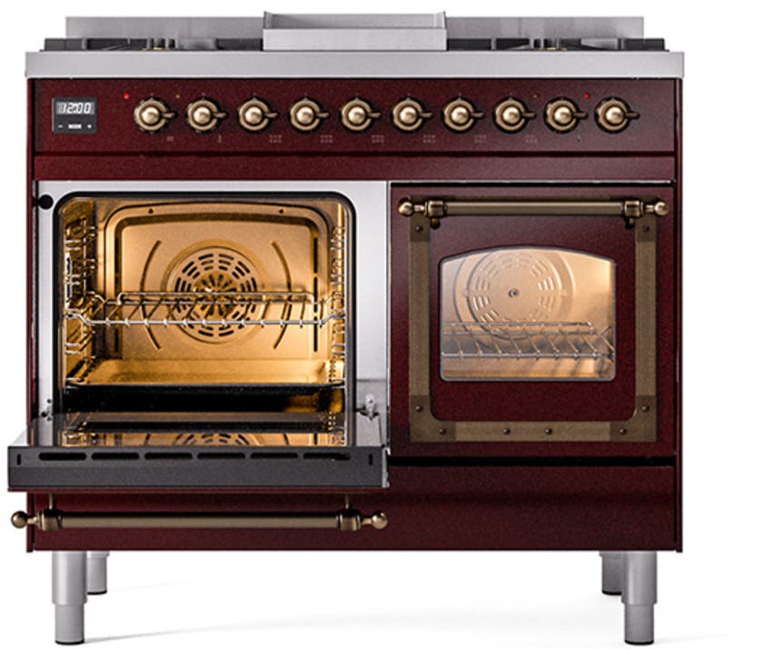 Ilve UND40FNMPBUBLP Burgundy With Bronze Knobs, Liquid Propane