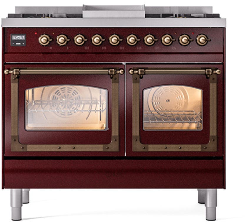 Ilve UND40FNMPBUBLP Burgundy With Bronze Knobs, Liquid Propane