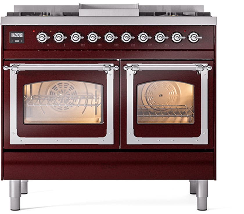 Ilve UND40FNMPBUC Burgundy With Chrome Knobs, Natural Gas
