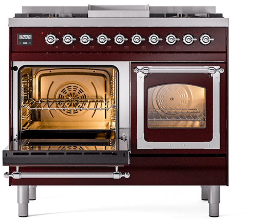 Ilve UND40FNMPBUCLP Burgundy With Chrome Knobs, Liquid Propane