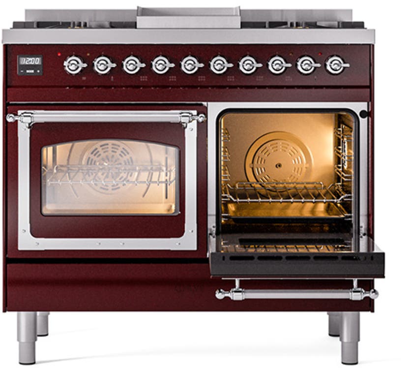Ilve UND40FNMPBUCLP Burgundy With Chrome Knobs, Liquid Propane