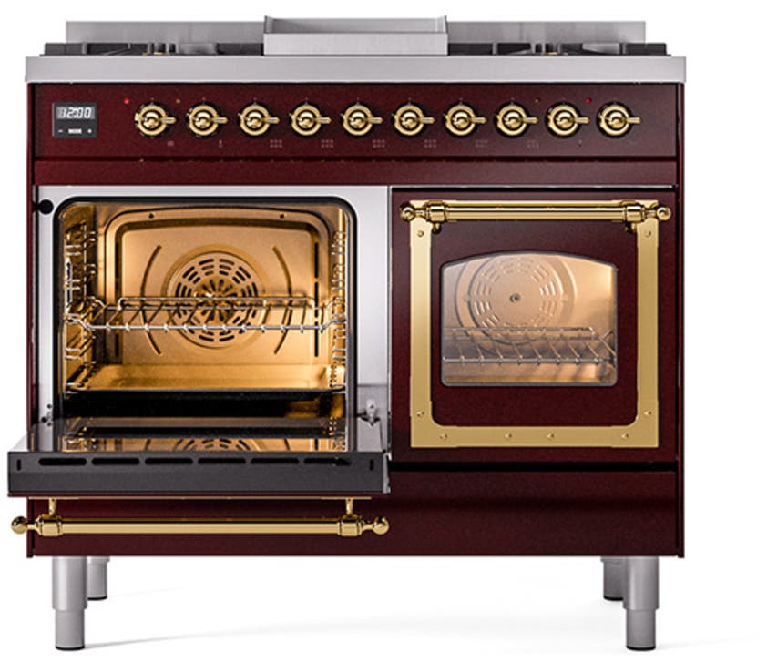Ilve UND40FNMPBUG Burgundy With Brass Knobs, Natural Gas