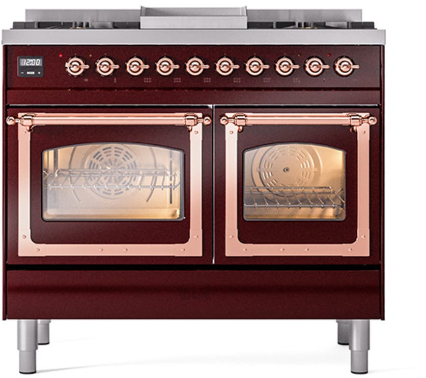 Ilve UND40FNMPBUP Burgundy With Copper Knobs, Natural Gas