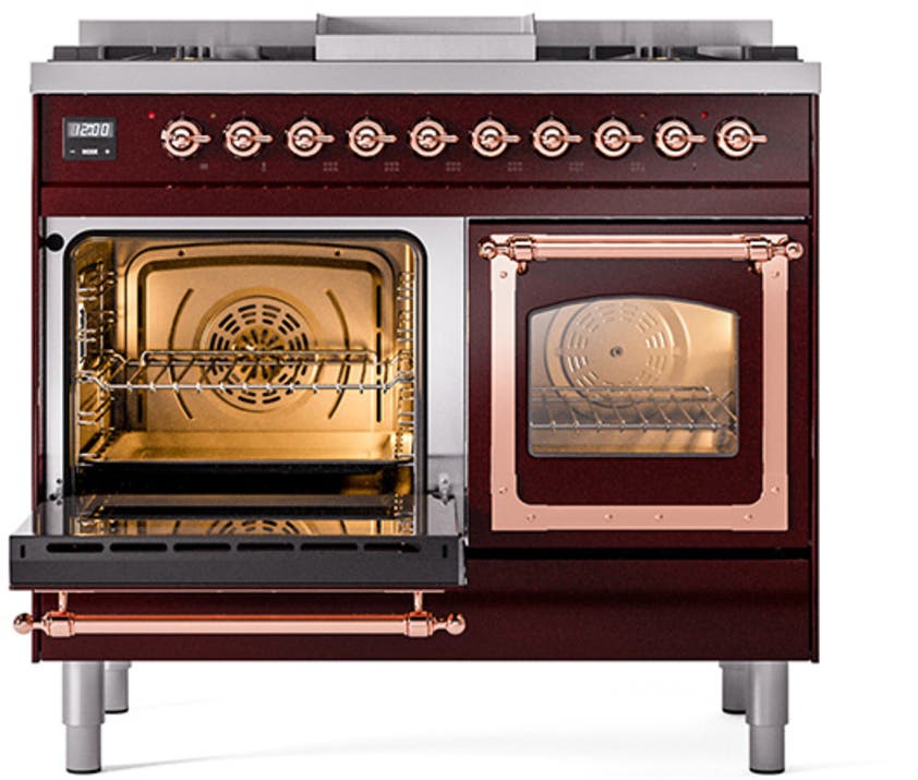 Ilve UND40FNMPBUPLP Burgundy With Copper Knobs, Liquid Propane