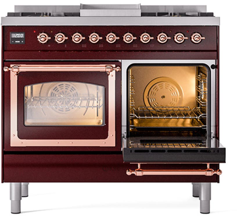 Ilve UND40FNMPBUPLP Burgundy With Copper Knobs, Liquid Propane