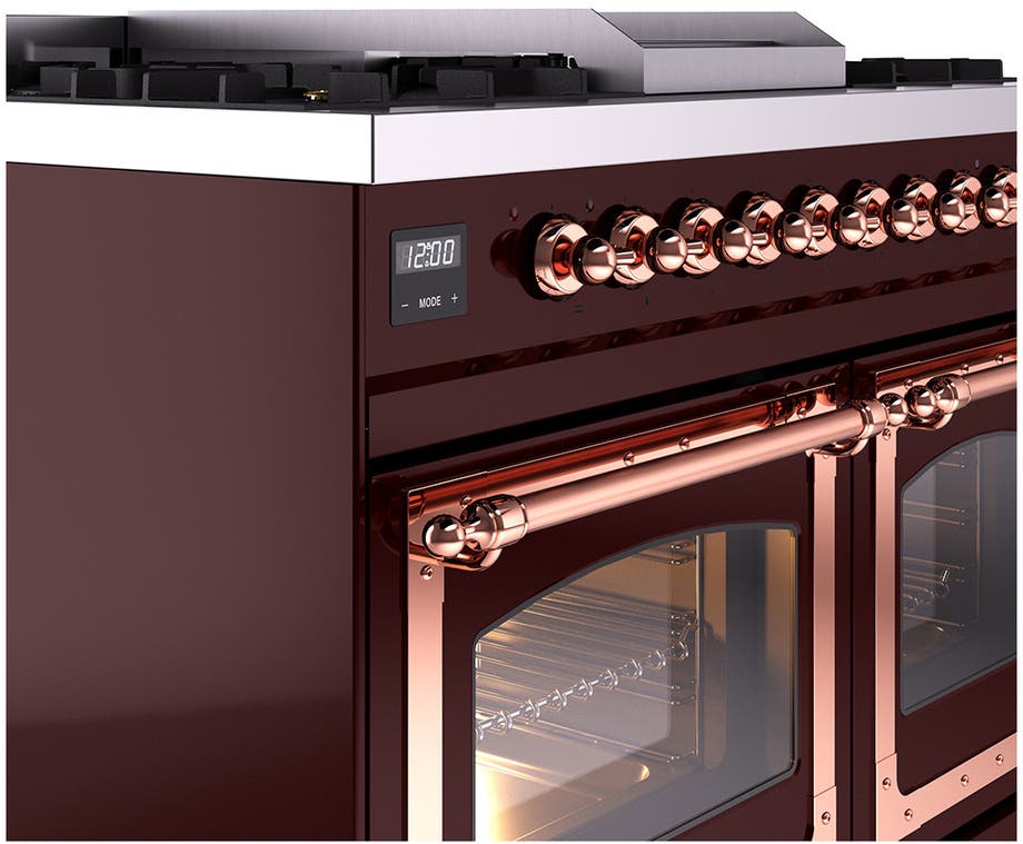 Ilve UND40FNMPBUPLP Burgundy With Copper Knobs, Liquid Propane