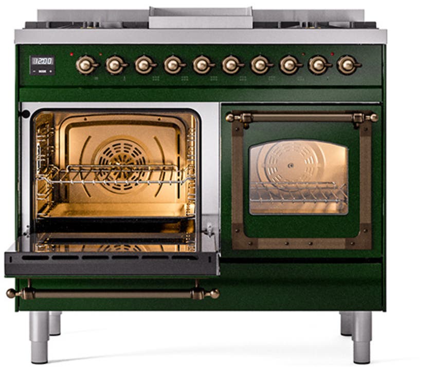 Ilve UND40FNMPEGBLP Emerald Green With Bronze Knobs, Liquid Propane