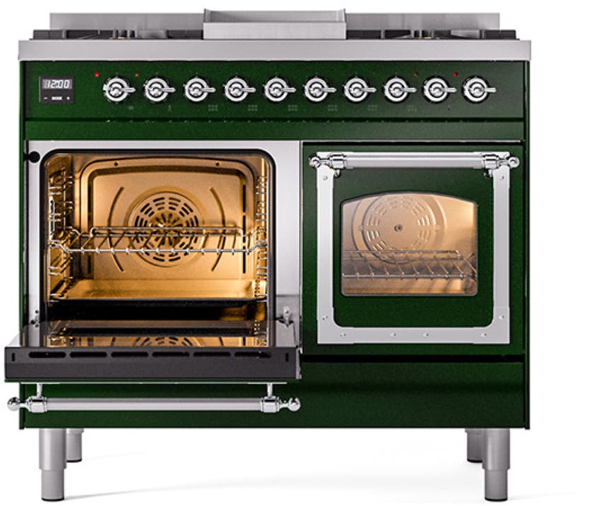 Ilve UND40FNMPEGCLP Emerald Green With Chrome Knobs, Liquid Propane
